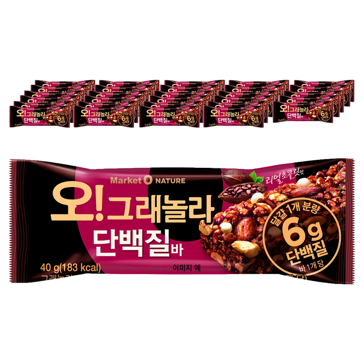 마켓오네이처 오 그래놀라 단백질바 12p, 480g, 3개