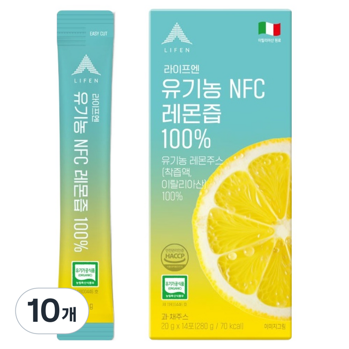라이프엔 유기농 NFC 레몬즙 100%, 20g, 140개