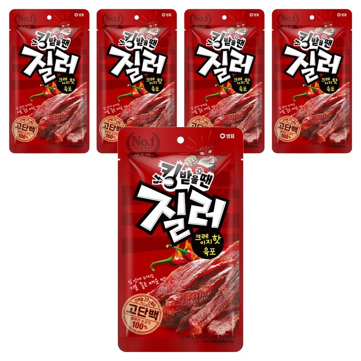 샘표 질러 크레이지핫 육포, 70g, 5개