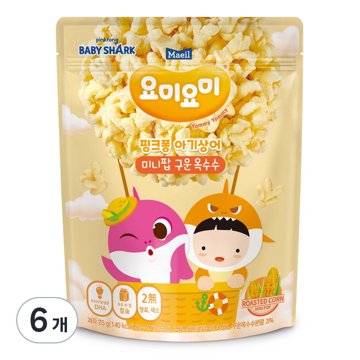 요미요미 미니팝 25g, 구운옥수수, 6개