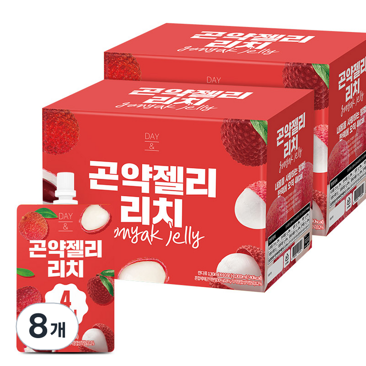참앤들황토농원 데이 앤 곤약젤리 리치 10p, 1.3L, 8개