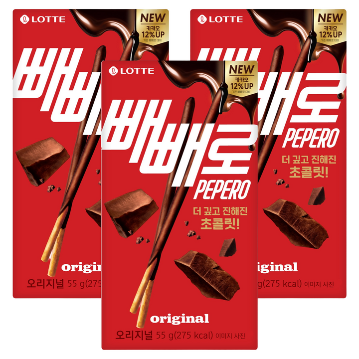 빼빼로 초코, 55g, 3개
