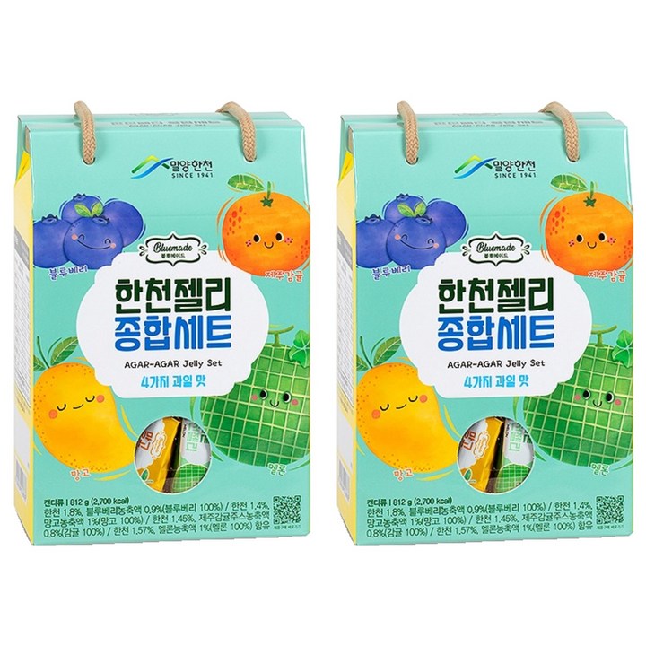 밀양한천 블루메이드 한천젤리 종합세트 4가지맛, 2세트, 812g