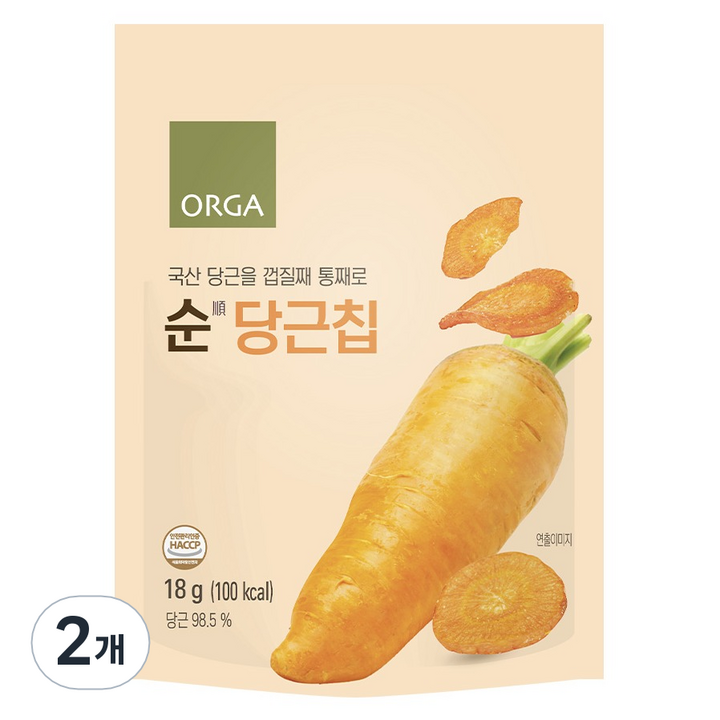 올가홀푸드 순당근칩, 2개, 18g