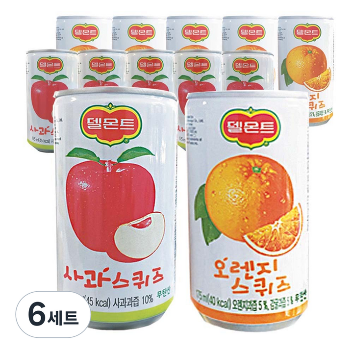 델몬트 사과스퀴즈 175ml x 6p + 델몬트 오렌지스퀴즈 175ml x 6p, 6세트