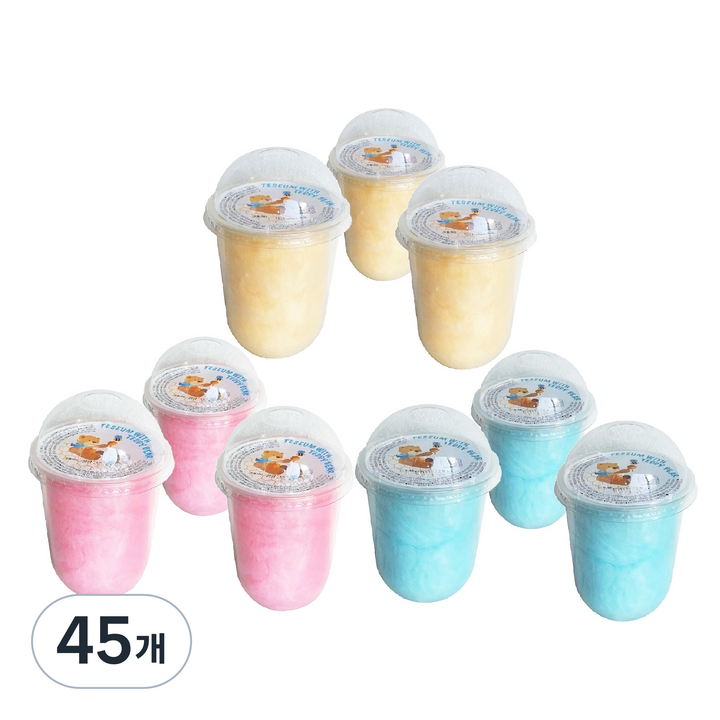 TeddyBear 스파이더 캔디 벌꿀 솜사탕 허니핑크 + 허니블루 + 허니화이트 세트, 10g, 45개