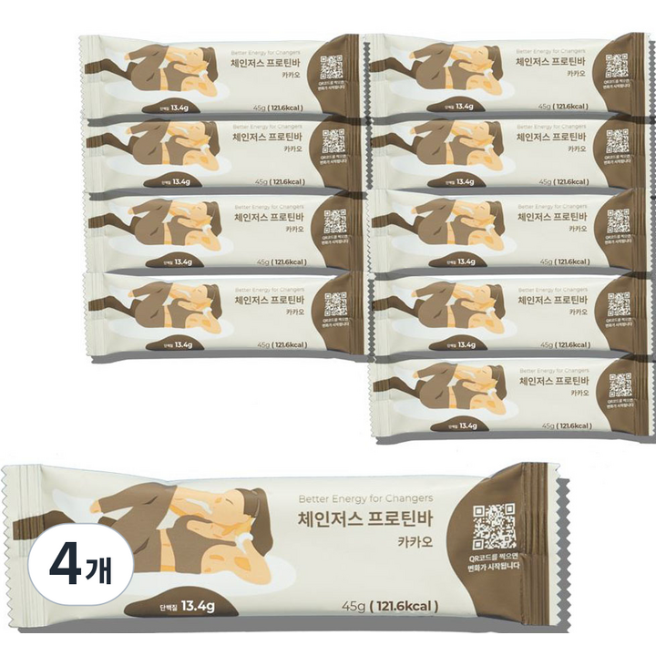 체인저스 프로틴바 카카오 10p, 4개, 450g