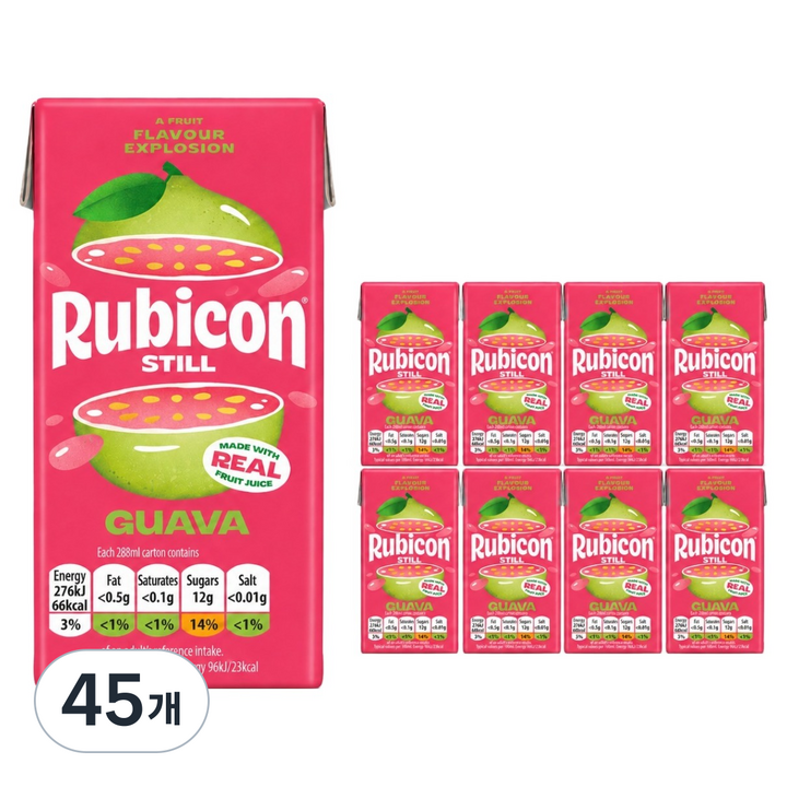 rubicon 구아바 NFC 퓌레과즙 주스, 288ml, 45개