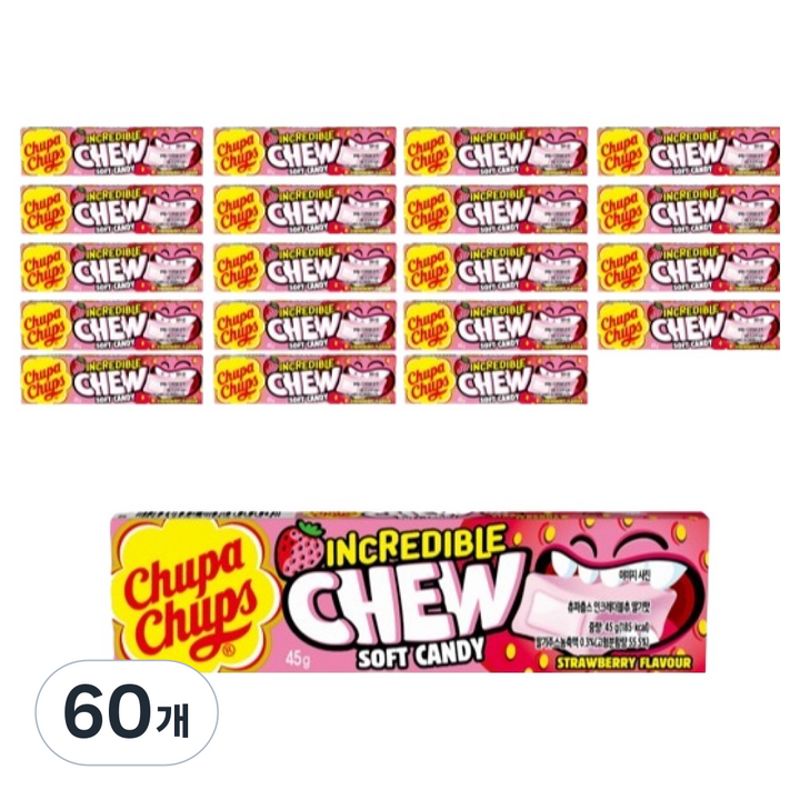 츄파춥스 인크레더블츄 딸기맛, 60개, 45g