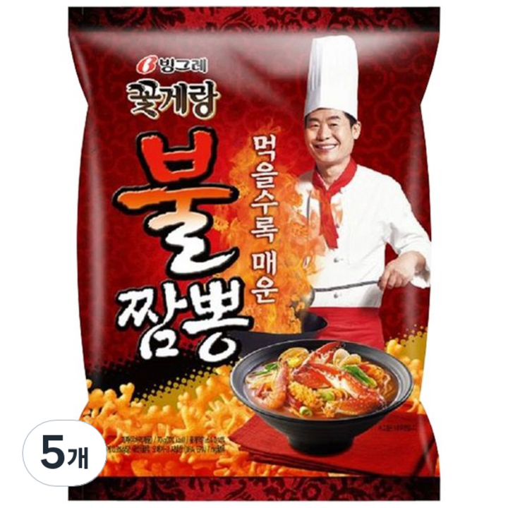 빙그레 꽃게랑 불짬뽕, 70g, 5개