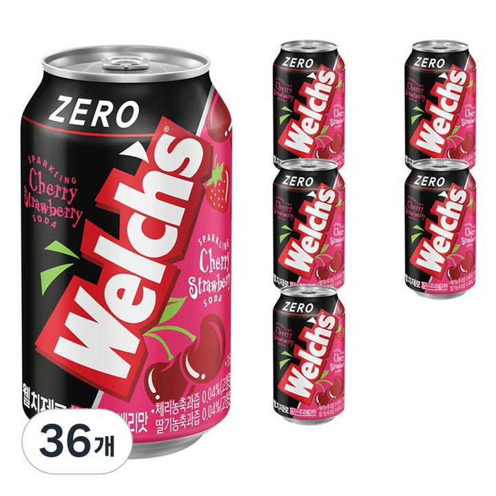 웰치스 웰치 제로 체리스트로베리맛, 36개, 355ml