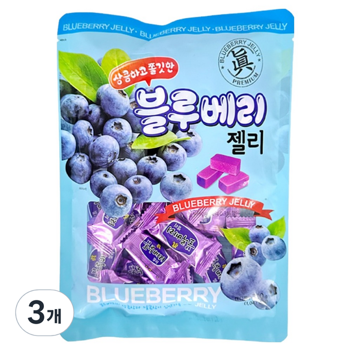 상큼하고 쫄깃한 블루베리 젤리, 300g, 3개