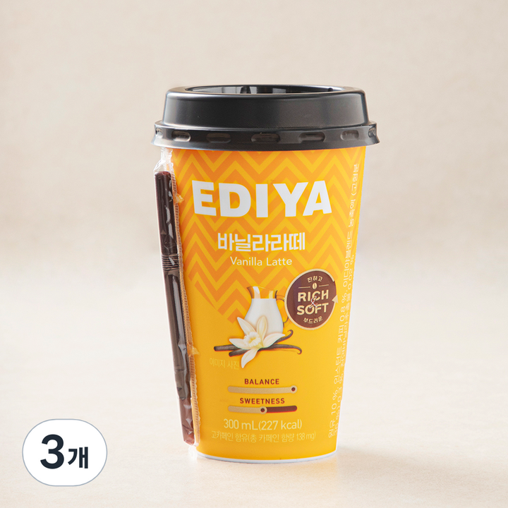 이디야 바닐라라떼, 3개, 300ml