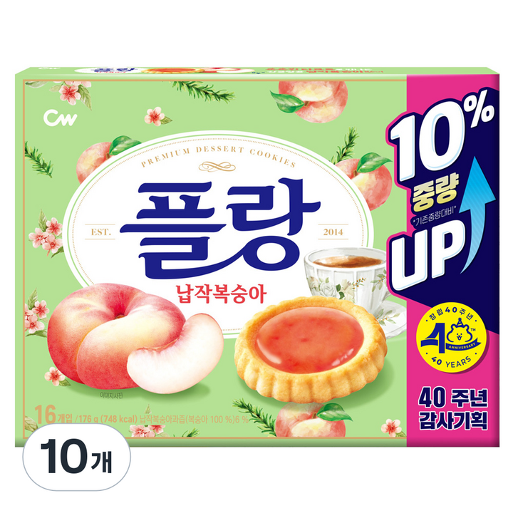 청우식품 플랑 납작복숭아, 176g, 10개