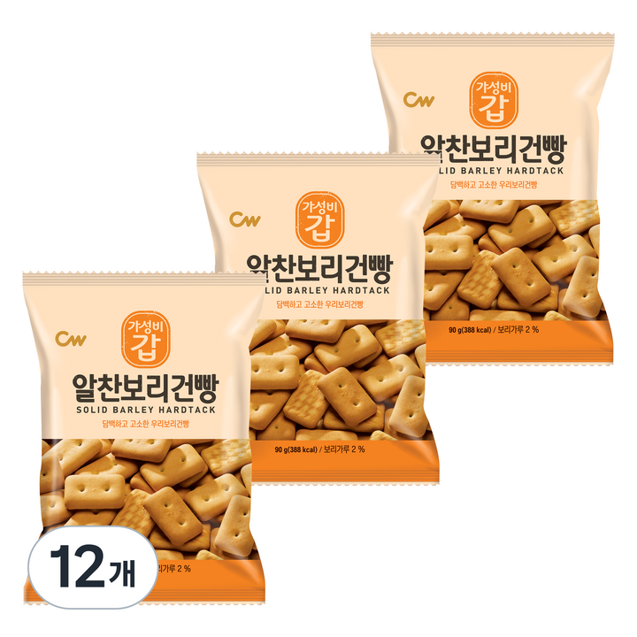 청우식품 알찬보리건빵 과자, 90g, 12개