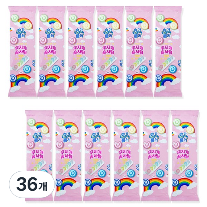 마카롱 닮은 슈가롤리 무지개 솜사탕, 12g, 36개