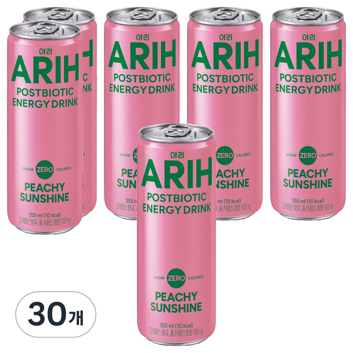 아리 포스트 바이오틱 에너지 드링크 피치선샤인, 30개, 355ml