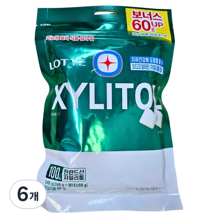 롯데자일리톨 오리지날 껌 리필, 348g, 6개