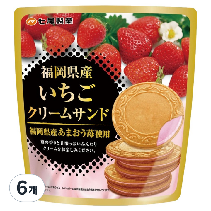 나나오제과 크림샌드 딸기맛, 6개, 66g