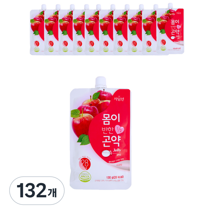 자담선 몸이반한 곤약젤리 디저트 사과맛, 130g, 132개
