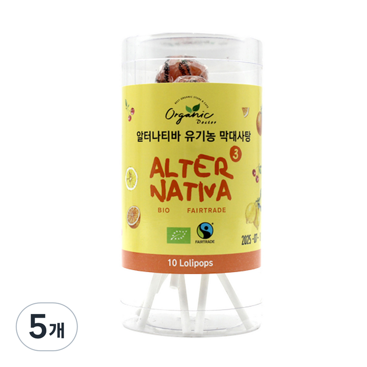 알터나티바 오가닉 닥터 유기농 츄피스 막대사탕 10p, 65g, 5개