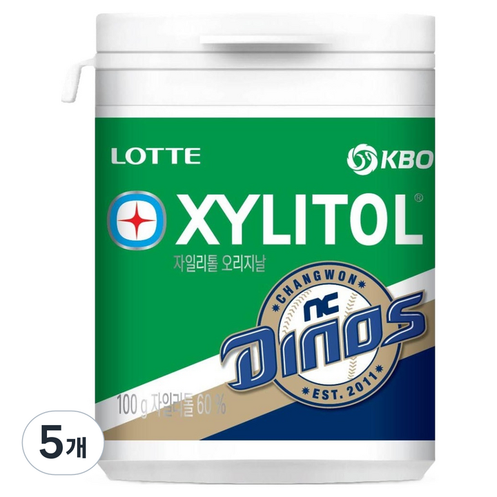 롯데자일리톨 KBO 오리지날 껌 NC 다이노스, 100g, 5개