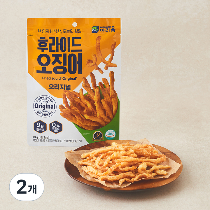 아라움 후라이드 오징어 오리지널, 2개, 43g