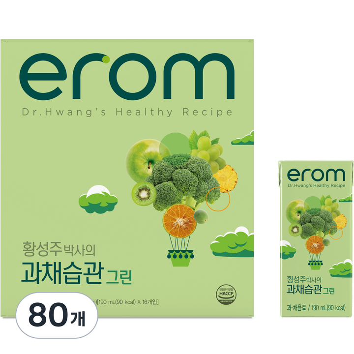 이롬 과채습관 그린, 190ml, 80개