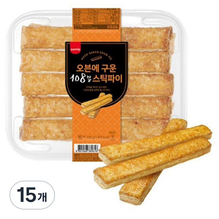삼립 오븐에 구운 108겹 스틱 파이 15p, 330g, 15개