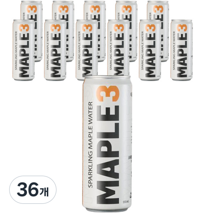 MAPLE3 스파클링 프리미엄 메이플 워터 탄산음료 피치망고, 355ml, 36개