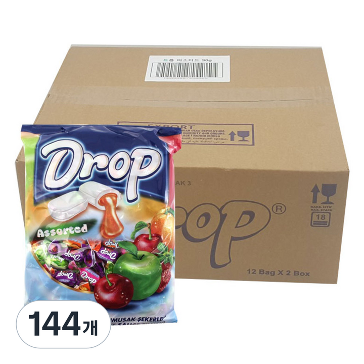 타야스 드롭 어소티드 소프트 캔디 6가지 맛, 90g, 144개