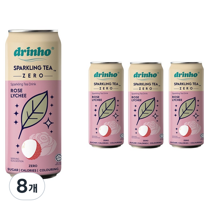 드린호 제로 스파클링티 로즈리치, 8개, 320ml