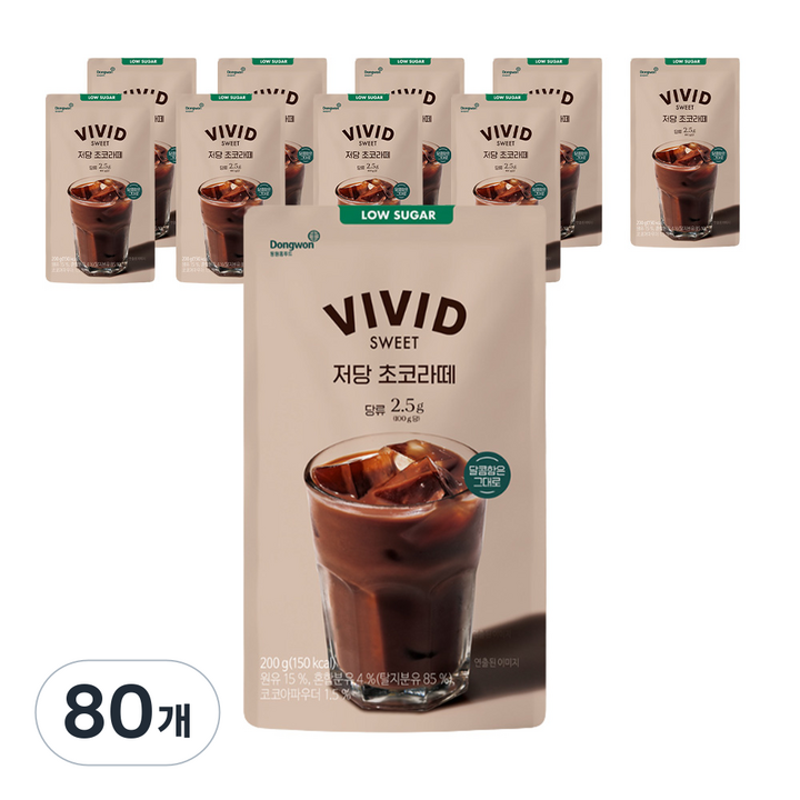 비비드스위트 저당 초코라떼, 200ml, 80개