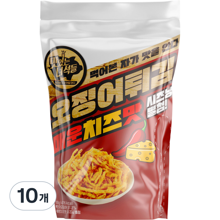 맛있는 녀석들 오징어튀김 매운치즈맛, 100g, 10개