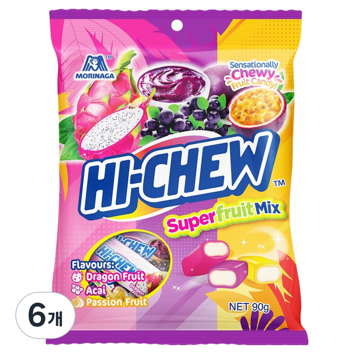 모리나가 하이츄 후르츠 믹스, 90g, 6개