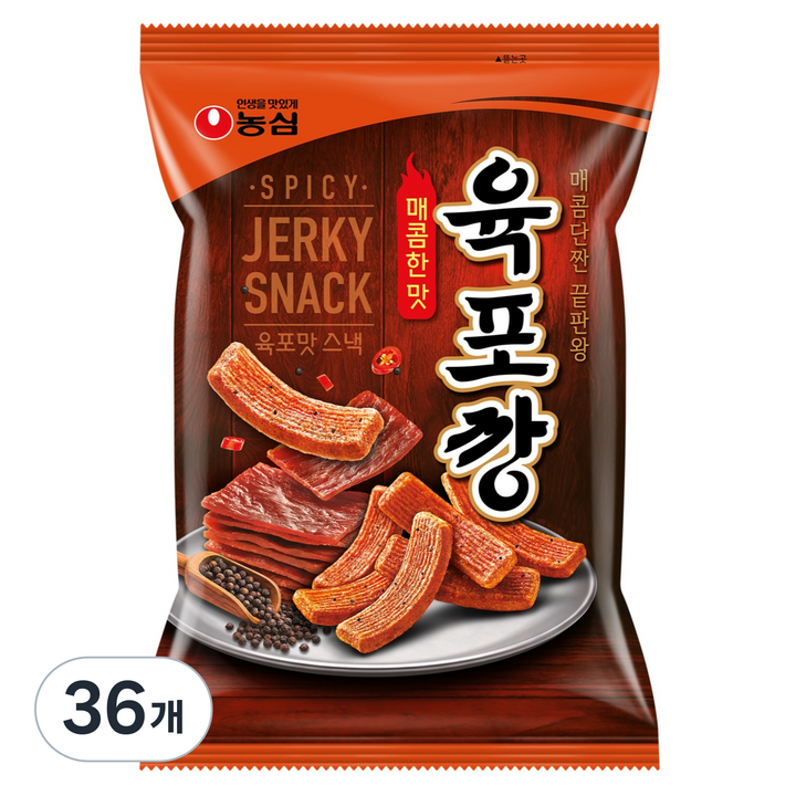 농심 육포깡 매콤한맛, 90g, 36개