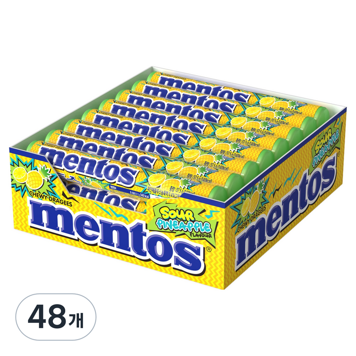 멘토스 사워 파인애플 캔디, 48개, 37.5g