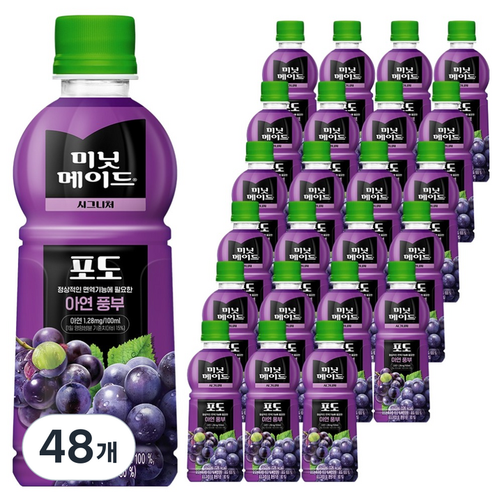 미닛메이드 시그니처 포도 주스, 350ml, 48개