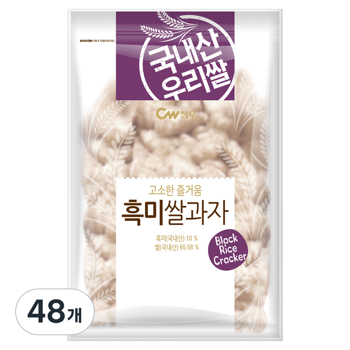 청우식품 흑미쌀과자, 48개, 160g