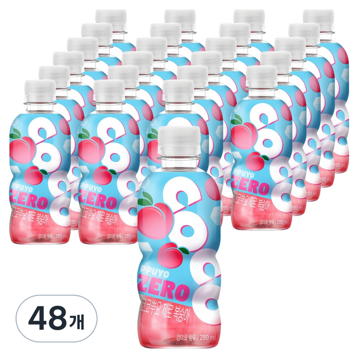 뿌요 팔도 코코뿌요 제로 복숭아, 48개, 280ml