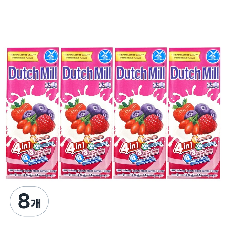 더치밀 요거트 드링크 믹스베리맛, 8개, 180ml