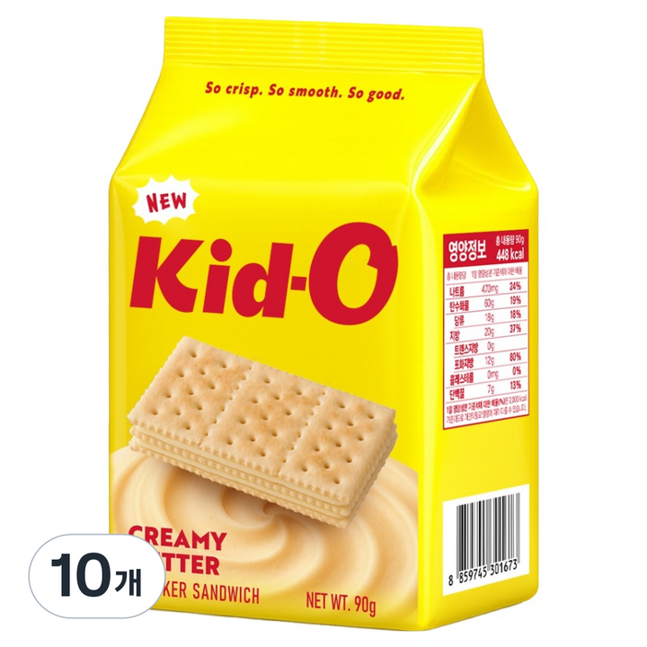 키드오 크리미 버터 크래커 샌드위치, 90g, 10개
