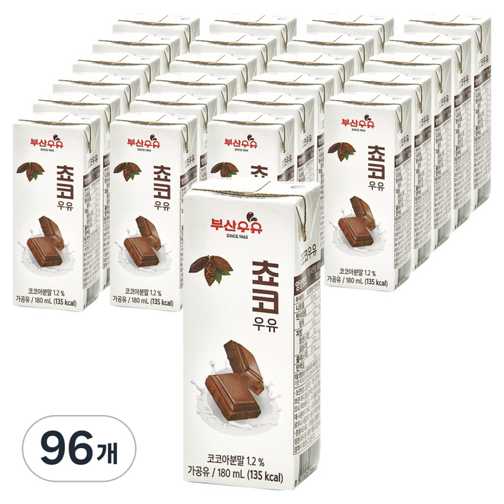 부산우유 멸균쵸코우유, 96개, 190ml