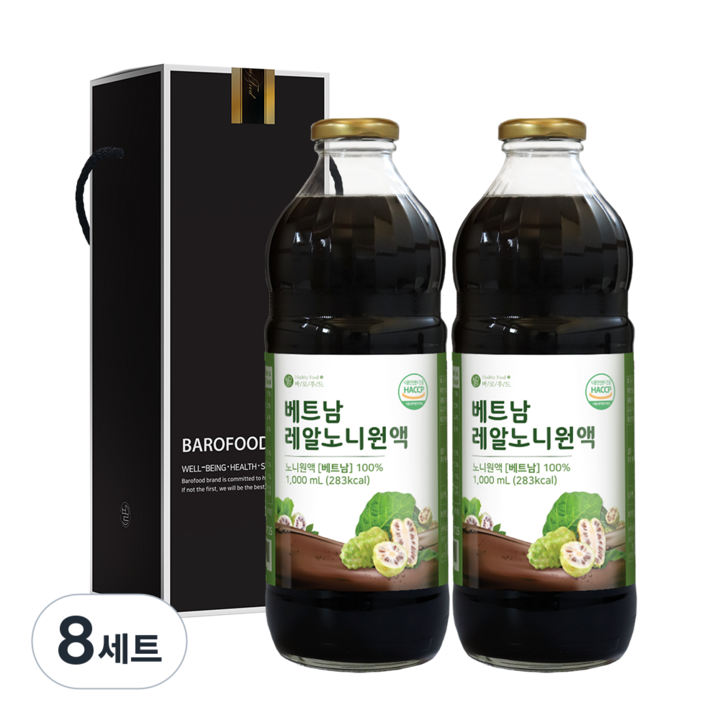 바로푸드 베트남 레알노니원액 1L + 선물박스 세트, 8세트