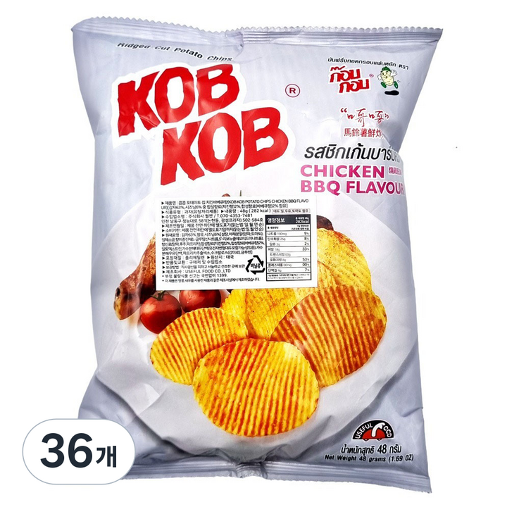 유즈풀 콥콥 포테이토 칩 치킨 바베큐향, 36개, 48g