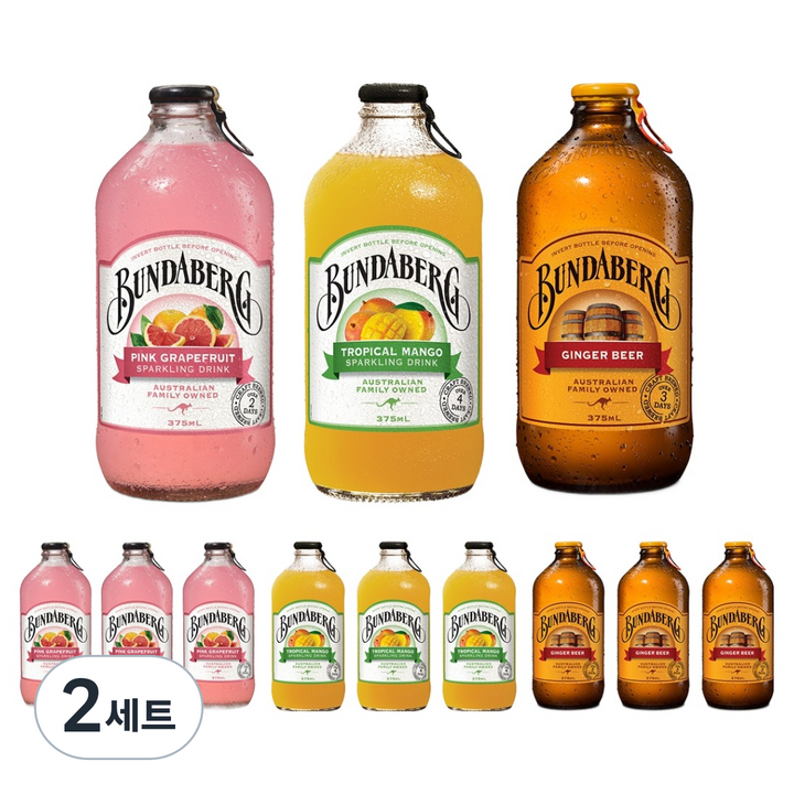 분다버그 시그니쳐 믹스팩 핑크 그레이프 프루트 375ml x 4p + 트로피칼 망고 375ml x 4p + 진저비어 375ml x 4p 세트, 2세트