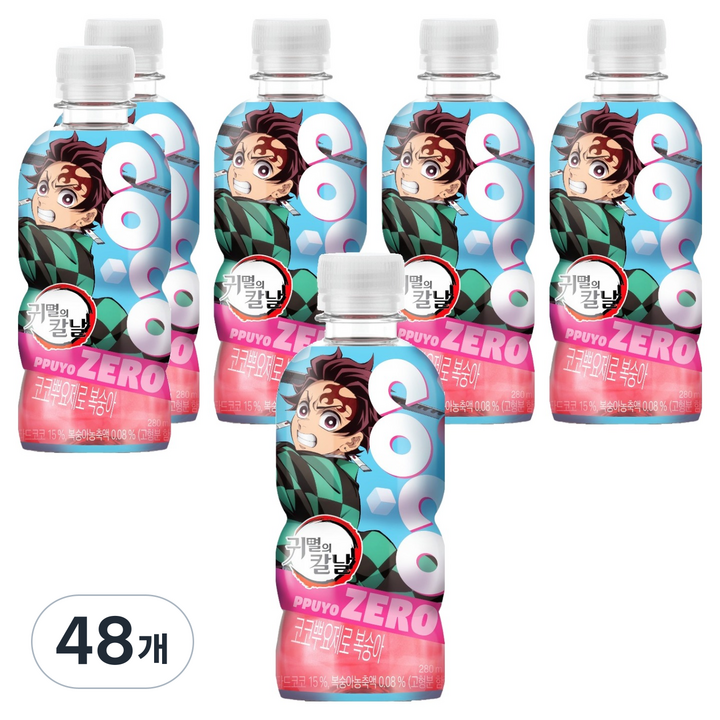 뿌요 코코 제로 복숭아 랜덤발송, 48개, 280ml