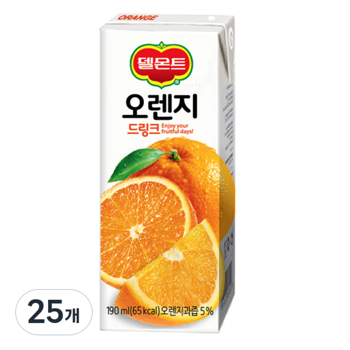 델몬트 드링크팩 오렌지, 190ml, 25개