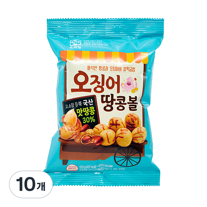 우리밀 유아용 오징어 땅콩볼 100g, 땅콩맛, 10개