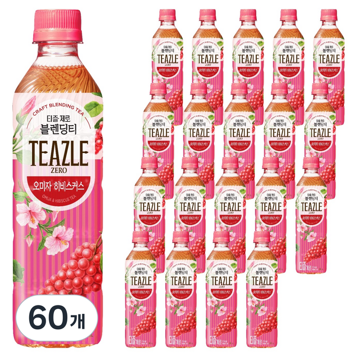 티즐 제로 오미자 히비스커스, 500ml, 60개
